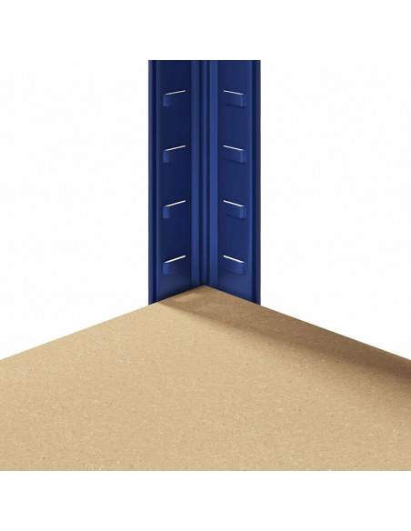 Mensola Angolare 5 Strati Blu in Acciaio e Legno Multistrato