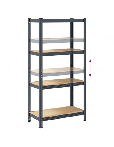 Mensola Portaoggetti 4 Strati Antracite Acciaio e Multistrato