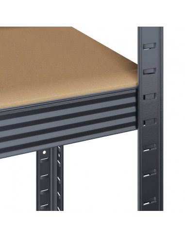 Mensola Portaoggetti 4 Strati Antracite Acciaio e Multistrato