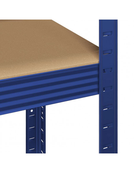 Mensole Portaoggetti 5 Strati 2pz Blu Acciaio Legno Multistrato