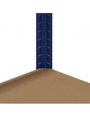 Mensole Portaoggetti 5 Strati 2pz Blu Acciaio Legno Multistrato