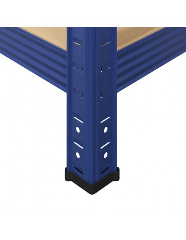 Mensole Portaoggetti 5 Strati 2pz Blu Acciaio Legno Multistrato