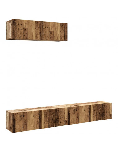 Mobili TV a Parete 3 pz Legno Antico 100x30x30 cm in Truciolato