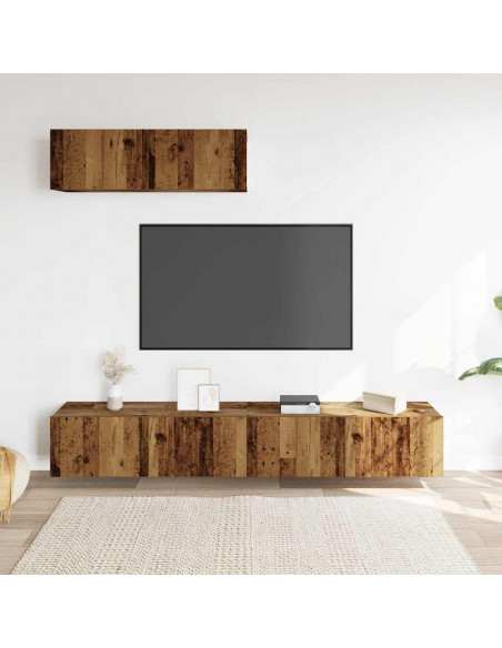 Mobili TV a Parete 3 pz Legno Antico 100x30x30 cm in Truciolato