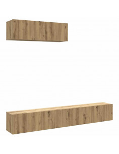 Mobili TV a Parete 3 pz Rovere 100x30x30 cm Truciolato 2