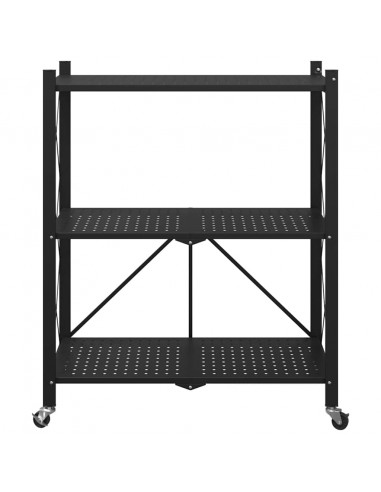 Scaffale Portaoggetti su Ruote Nero 71x34x88 cm in Acciaio