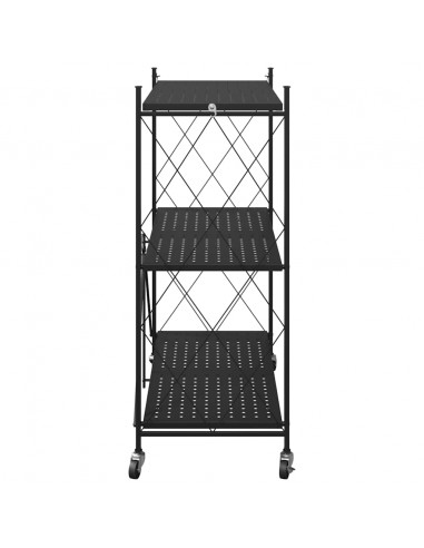 Scaffale Portaoggetti su Ruote Nero 71x34x88 cm in Acciaio