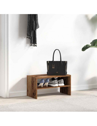 Scarpiera Impilabile Legno Antico 60x30x30,5 cm