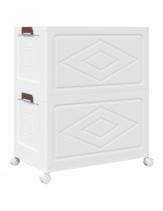 Scatola Portaoggetti con Ruote 2 Livelli 75 L 65x40x76 cm 2