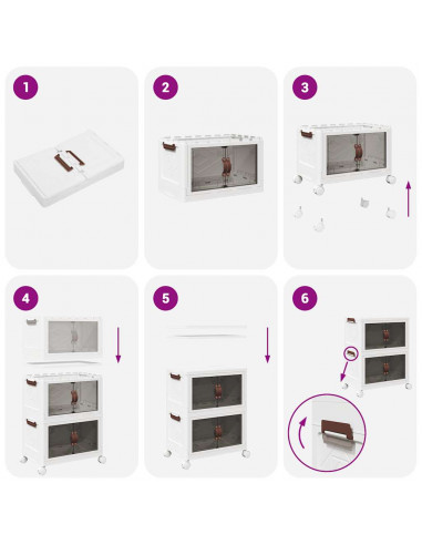 Scatola Portaoggetti con Ruote 2 Livelli 75 L 65x40x76 cm