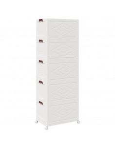 Scatola Portaoggetti con Ruote 5 Livelli 75 L 65x40x179 cm 2