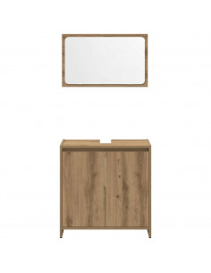 Set Mobili da Bagno 3 pz Rovere Artigianale Legno Multistrato 2