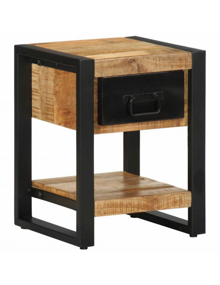 Comodini 2 pz in Legno Massello di Mango Grezzo