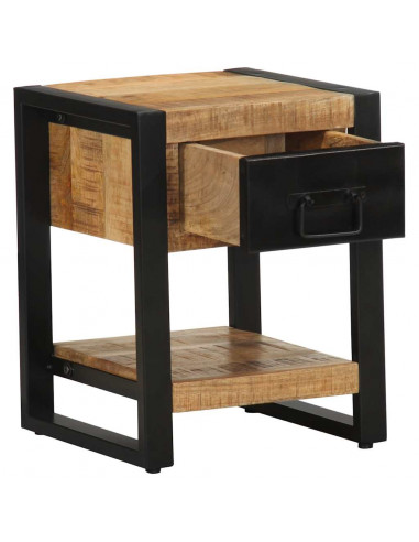 Comodini 2 pz in Legno Massello di Mango Grezzo