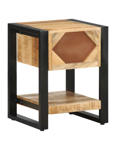 Comodini 2 pz in Legno Massello di Mango Grezzo