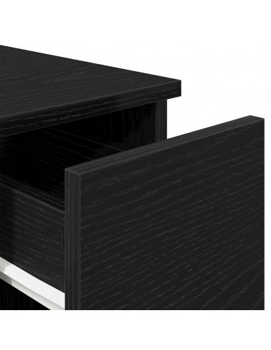Comodini con Cassetto 2 pz Rovere Nero 20x36x60 cm