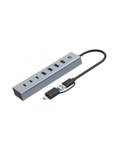 Conceptronic HUBBIES20GP hub di interfaccia USB 3.2 Gen 1 (3.1 Gen 1) Type-C 5000 Mbit/s Grigio