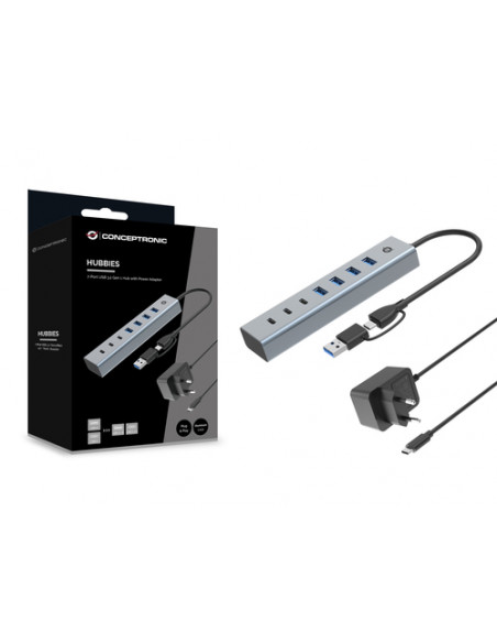 Conceptronic HUBBIES20GP hub di interfaccia USB 3.2 Gen 1 (3.1 Gen 1) Type-C 5000 Mbit/s Grigio