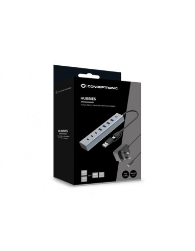 Conceptronic HUBBIES20GP hub di interfaccia USB 3.2 Gen 1 (3.1 Gen 1) Type-C 5000 Mbit/s Grigio