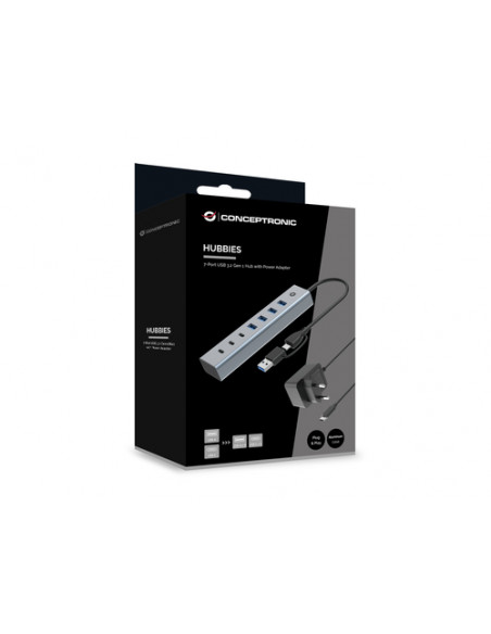 Conceptronic HUBBIES20GP hub di interfaccia USB 3.2 Gen 1 (3.1 Gen 1) Type-C 5000 Mbit/s Grigio