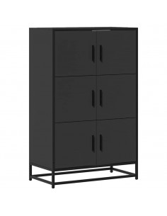 Credenza Nera 68x35x106,5 cm Legno Multistrato Metallo