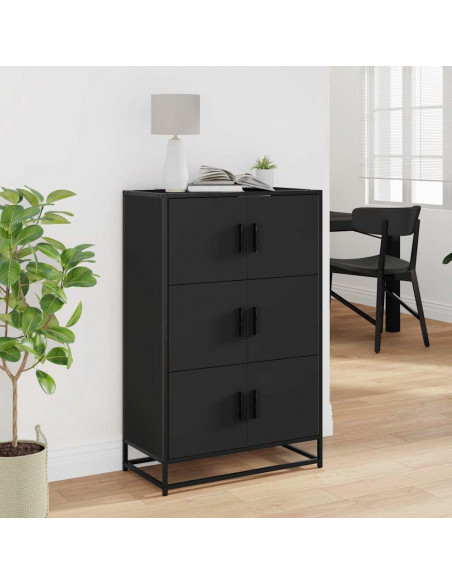 Credenza Nera 68x35x106,5 cm Legno Multistrato Metallo