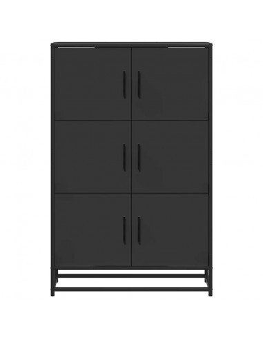 Credenza Nera 68x35x106,5 cm Legno Multistrato Metallo