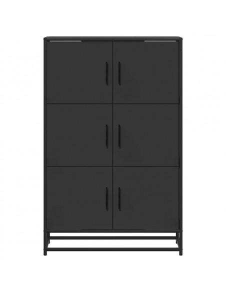 Credenza Nera 68x35x106,5 cm Legno Multistrato Metallo