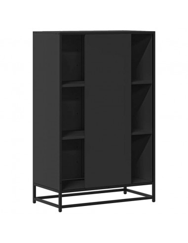 Credenza Nera 68x35x106,5 cm Legno Multistrato Metallo