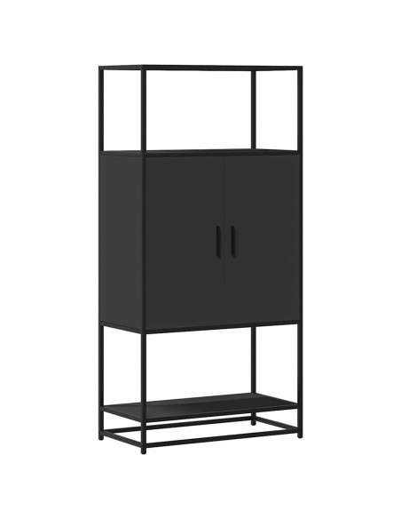 Credenza Nera 68x35x139 cm Legno Multistrato Metallo