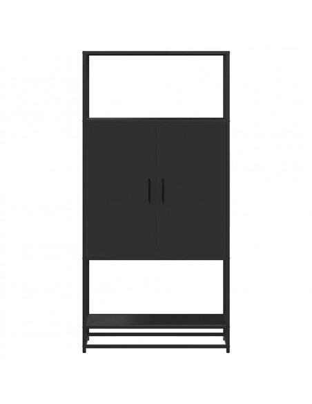Credenza Nera 68x35x139 cm Legno Multistrato Metallo