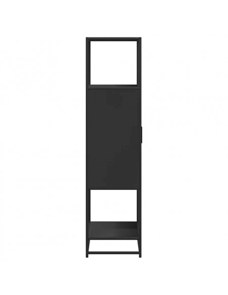Credenza Nera 68x35x139 cm Legno Multistrato Metallo