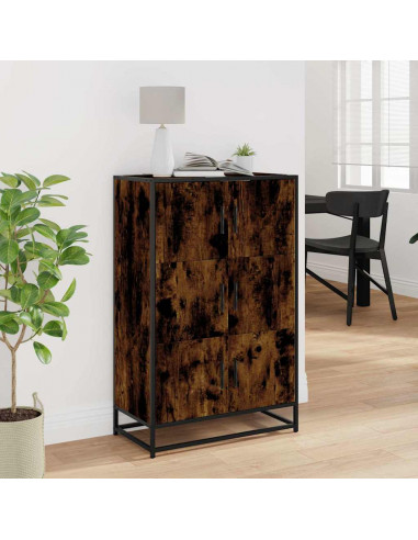 Credenza Rovere Fumo 68x35x106,5 cm Legno Multistrato Metallo