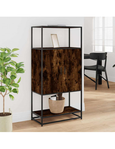 Credenza Rovere Fumo 68x35x139 cm Legno Multistrato Metallo