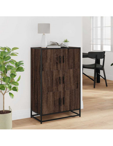 Credenza Rovere Marrone 68x35x106,5cm Legno Multistrato Metallo