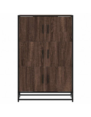 Credenza Rovere Marrone 68x35x106,5cm Legno Multistrato Metallo