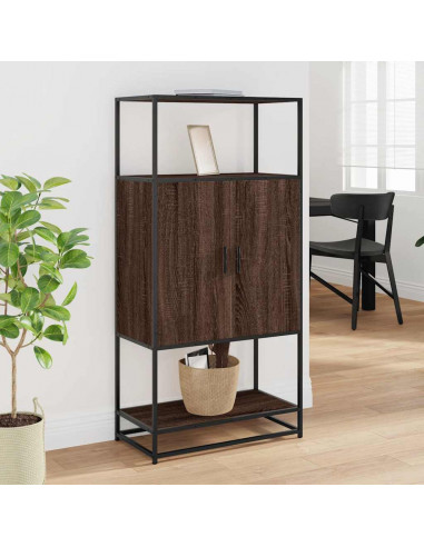 Credenza Rovere Marrone 68x35x139 cm Legno Multistrato Metallo