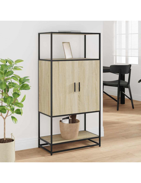 Credenza Rovere Sonoma 68x35x139 cm Legno Multistrato Metallo