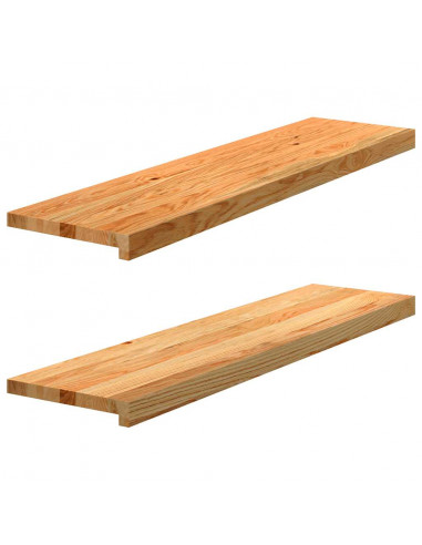 Davanzali 2 pz Marrone Chiaro 100x30x2 cm Legno Massello Rovere