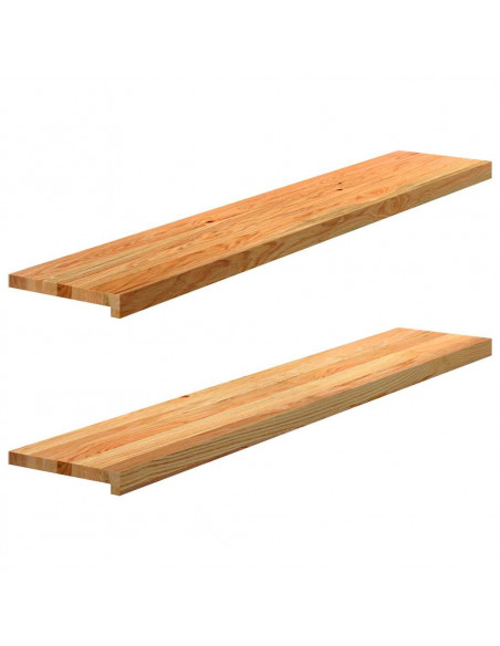 Davanzali 2 pz Marrone Chiaro 140x30x2 cm Legno Massello Rovere