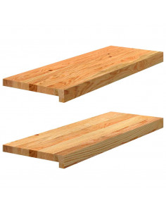 Davanzali 2 pz Marrone Chiaro 70x30x2 cm Legno Massello Rovere