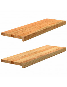 Davanzali 2 pz Marrone Chiaro 80x30x2 cm Legno Massello Rovere