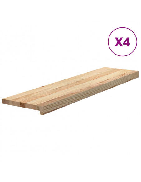 Gradini 4 pz 100x25x2 cm in Rovere Massello Non Trattato