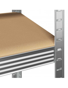 Scaffale Resistente 5 Strati Argento in Acciaio e Multistrato 2