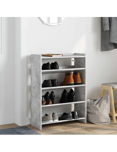 Scarpiera Grigio Cemento 60x25x62 cm in Legno Multistrato