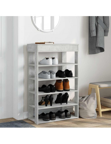 Scarpiera Grigio Cemento 60x30x98 cm in Legno Multistrato