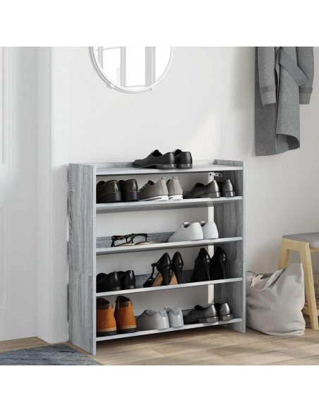 Scarpiera Grigio Sonoma 80x25x81 cm in Legno Multistrato