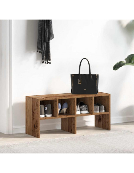 Scarpiera Impilabile Legno Antico 89,5x30x40 cm