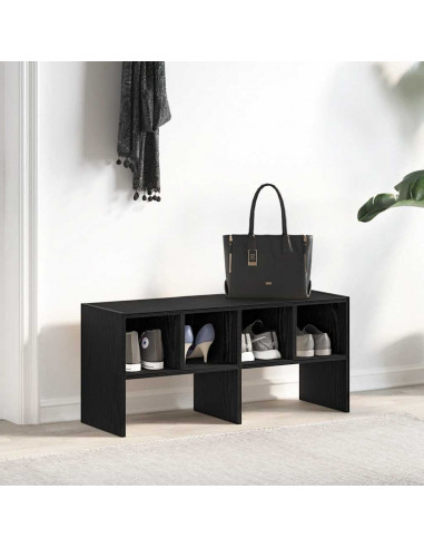 Scarpiera Impilabile Rovere Nero 89,5x30x40 cm