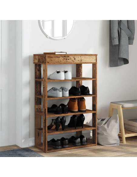 Scarpiera Legno Antico 60x30x98 cm in Legno Multistrato